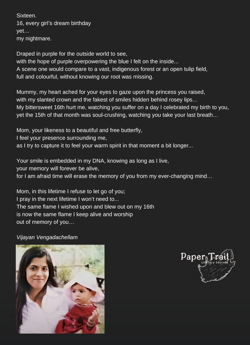 A poem based on a true story, written by Vijayan Vengadachellam 💜