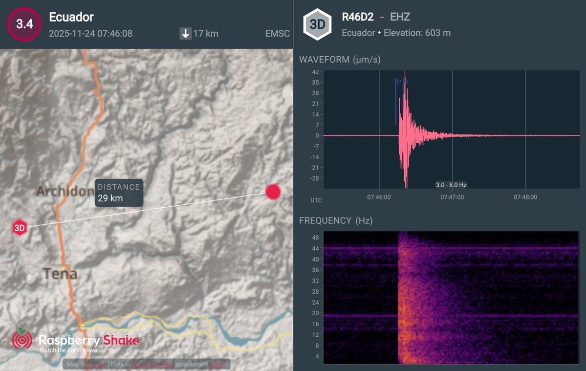 UrkupayawarSA's tweet image. Evento en el Cinturón Subandino Oriental.
#Earthquake recorded on the #RaspberryShake #CitizenScience seismic network. See what&apos;s shaking near you with the @raspishake #ShakeNet mobile app