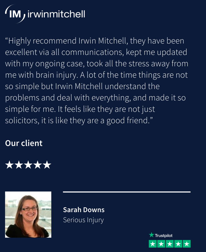 And another 5* Trustpilot review for my fabulous colleague <a href="/SH_Downs/">Sarah Downs (née Parkin)</a> <a href="/PIandMedNeg/">Irwin Mitchell Personal Injury & Med Neg</a> lovely words from her client #experthandhumantouch