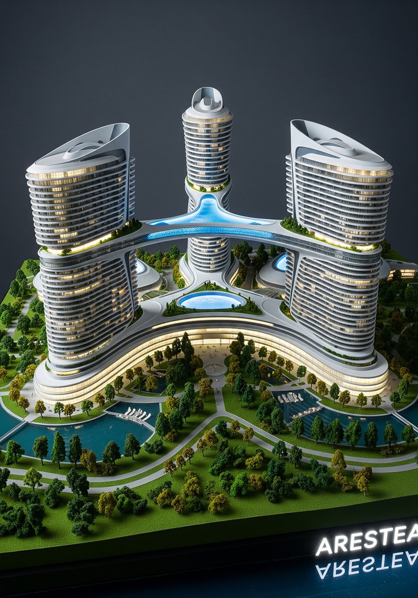AresteaStudio's tweet image. Orbital Nexus II - Arestea

#architecturalmodel #greenarchitecture #futurebuildings #conceptualarchitecture #ecopolis #arcology #generativearchitecture #greenroof #skyscraper #futurecity #megastructure #tbilisi #residentalarchitecture #housing #housingproject