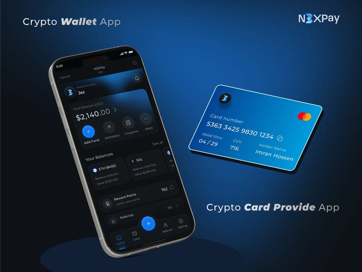uiuximran's tweet photo. Crypto Wallet App - Card Provider Telegram Bot

#WalletApp #CryptoWallet #CardProvide #CryptoCard #WebDesign https://t.co/7dvLYiUeRo