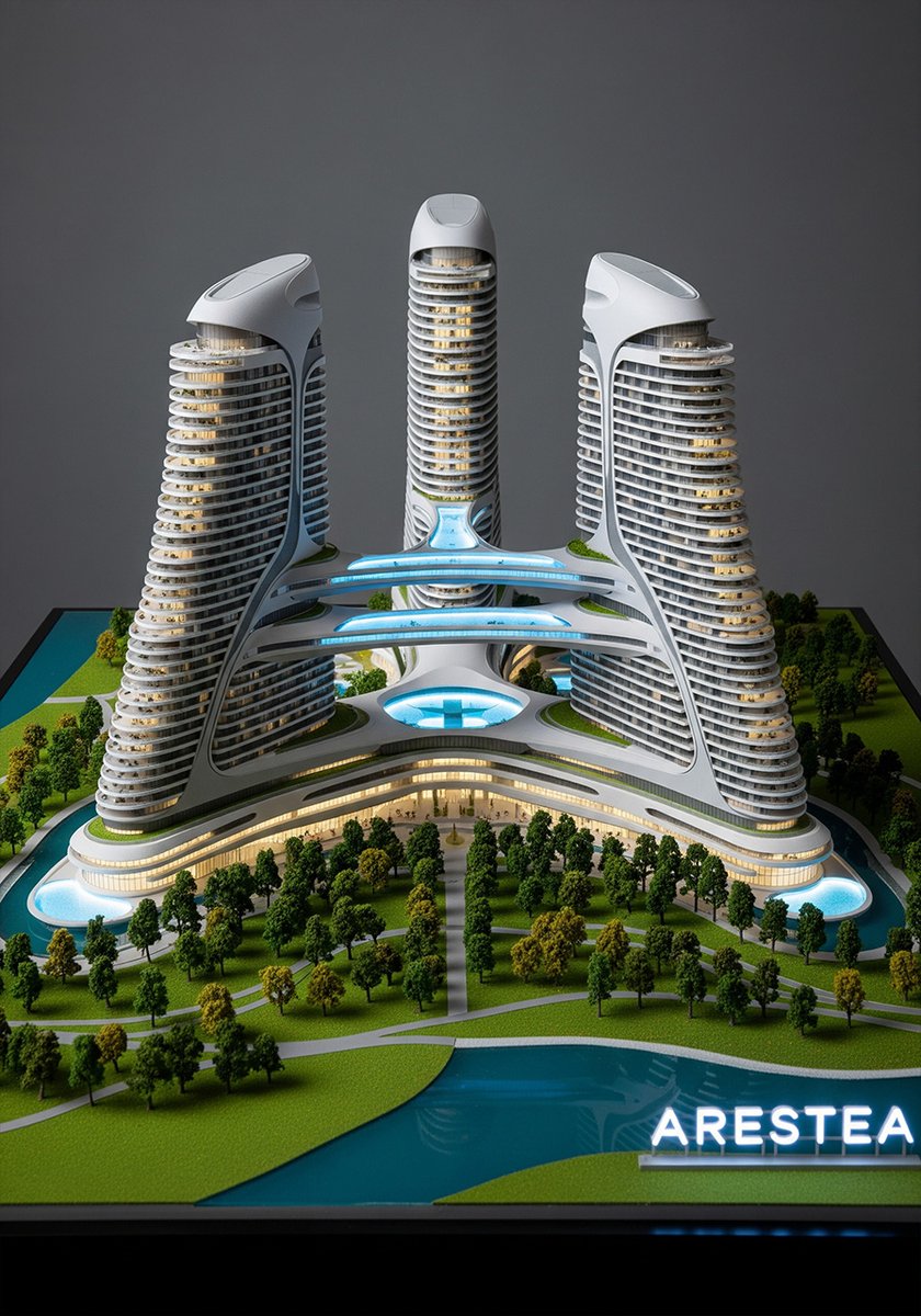 AresteaStudio's tweet image. #architecturalmodel #greenarchitecture #futurebuildings #conceptualarchitecture #ecopolis #arcology #generativearchitecture #greenroof #skyscraper #futurecity #megastructure #tbilisi #residentalarchitecture #housing #housingproject