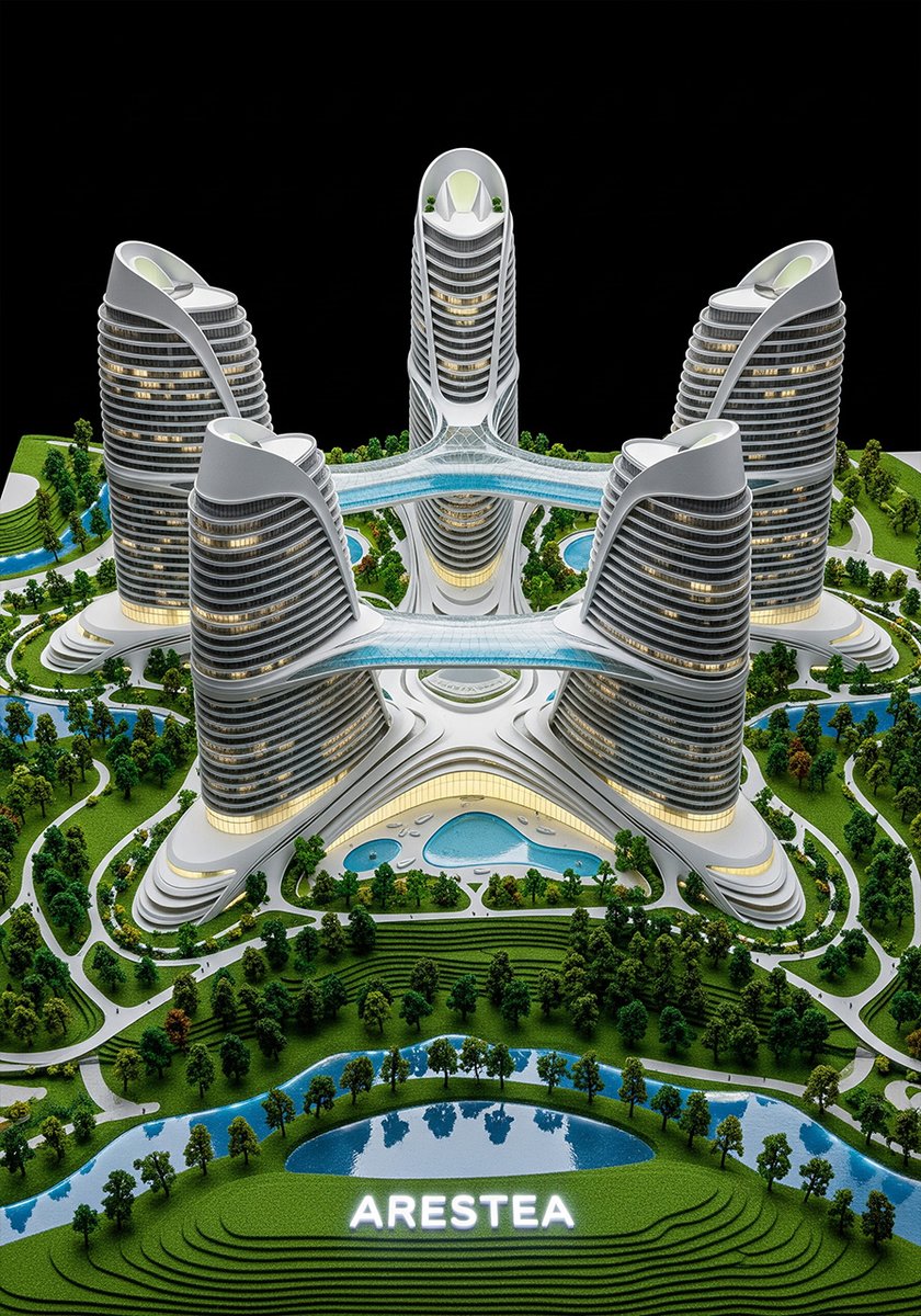 AresteaStudio's tweet image. #architecturalmodel #greenarchitecture #futurebuildings #conceptualarchitecture #ecopolis #arcology #generativearchitecture #greenroof #skyscraper #futurecity #megastructure #tbilisi #residentalarchitecture #housing #housingproject