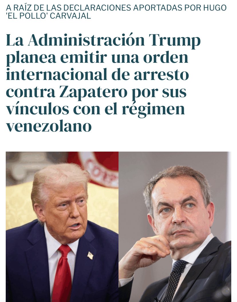 Doct_Tricornio's tweet image. 🔴 Si cae Zapatero, cae Sánchez 

Si Trump consigue meter en la cárcel a Zapatero y Sánchez va detrás con él, hay que hacerle un puto monumento al presidente norteamericano en España del tamaño de la Estatua de la Libertad

Y PUNTO