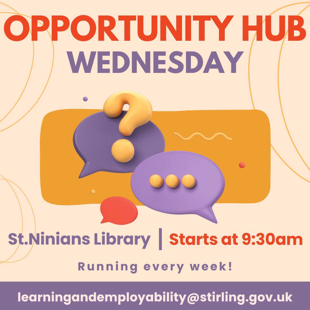 StirLearnEmploy's tweet image. A quick reminder for our Wednesday Job Club tomorrow! 👇

If you&apos;re needing the extra help in getting employed, come along:
👉 Wednesday
📍St Ninians Library
⌚9:30am - 11am

#SkillsForSuccess #stninians #AdultLearning