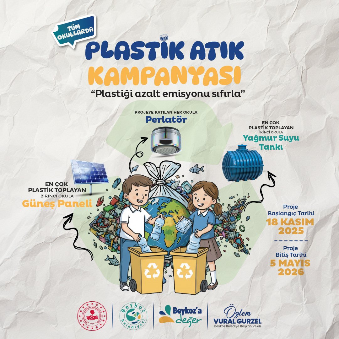 İlçemizdeki tüm okullarda Plastik Atık Toplama Kampanyası’nı başlatıyoruz!

Sıfır emisyon hedefimiz doğrultusunda yürütülen kampanyada; plastik atıkların geri dönüşümü, enerji ve su tasarrufu süreçleriyle birlikte ele alınarak çevre bilincine katkı sağlanacak.