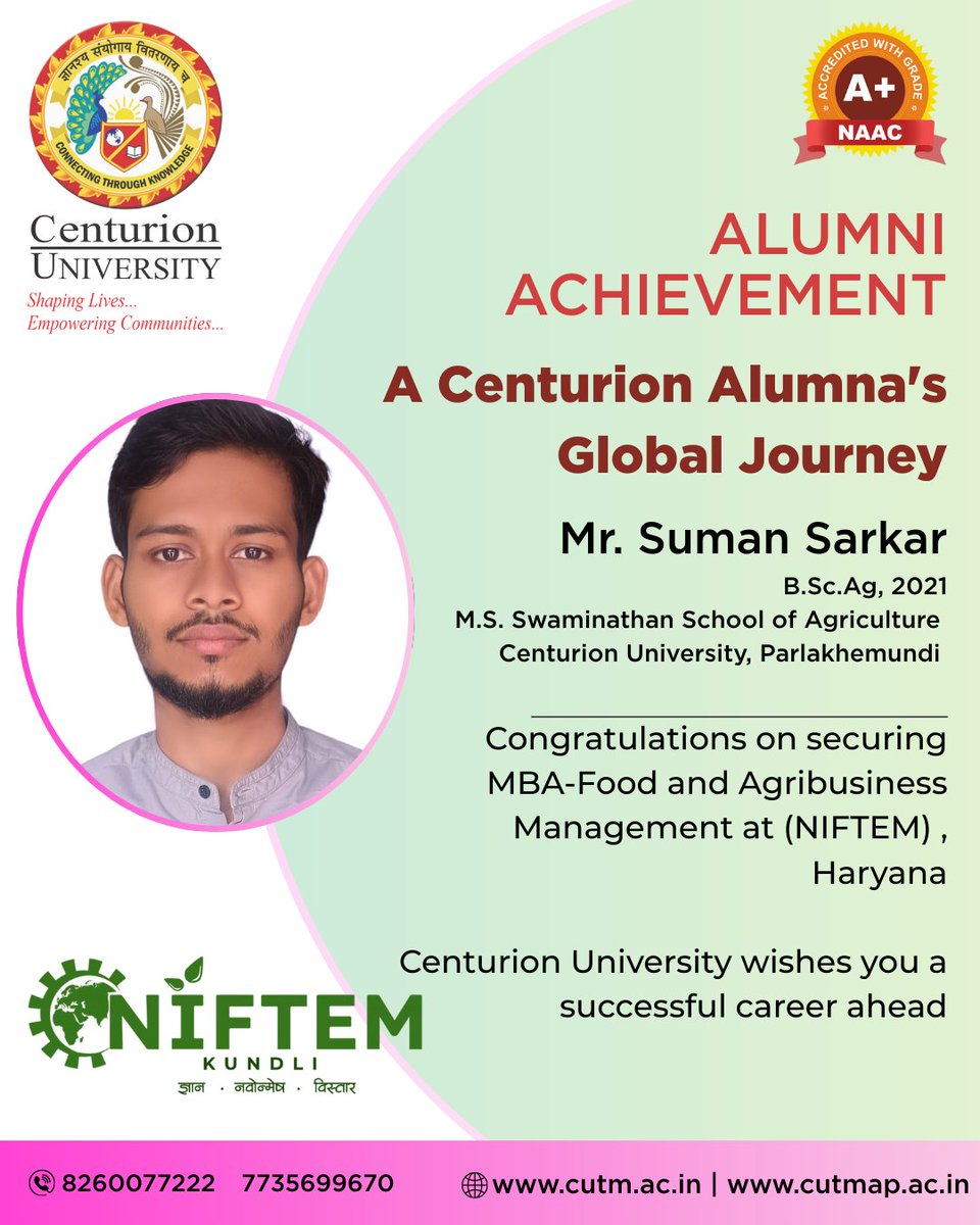 CUTM_AP's tweet image. Proud Moments, Powerful Journeys!

#cutmap #cutmbbsr #cutmpkd #centurionuniversity #alumniachievement #studentsuccess #proudmoment #agricultureeducation #globaljourney #niftem #agribusinessmanagement #successstory #cutmparalakhemundi #futureleaders