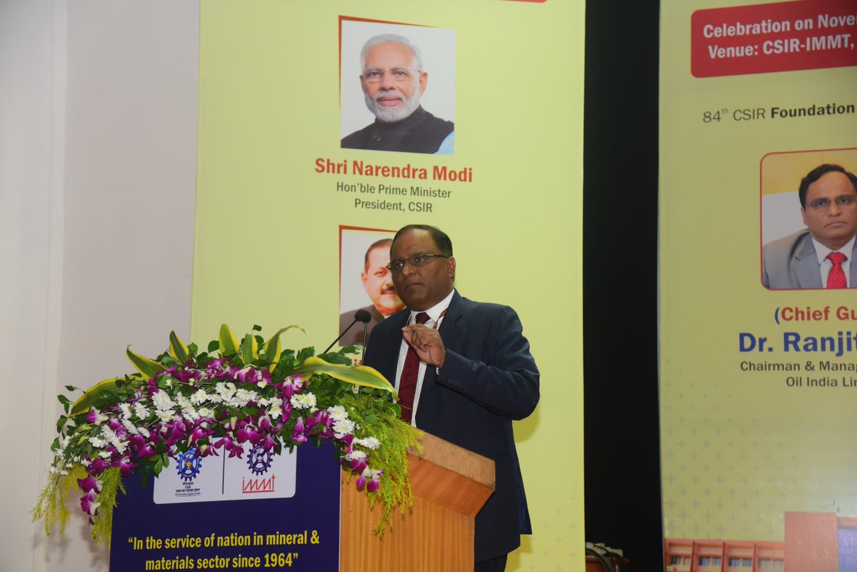 csirimmt's tweet photo. CSIR-IMMT celebrated the 84th CSIR Foundation Day on 24th November 2025, graced by Chief Guest Dr. Ranjit Rath, Chairman &amp; Managing Director, @OilIndiaLimited , and Chairman, @NRL_MoPNG  
@CSIR_IND @IndiaDST @VigyanPrasar https://t.co/3rmCGEbDoc
