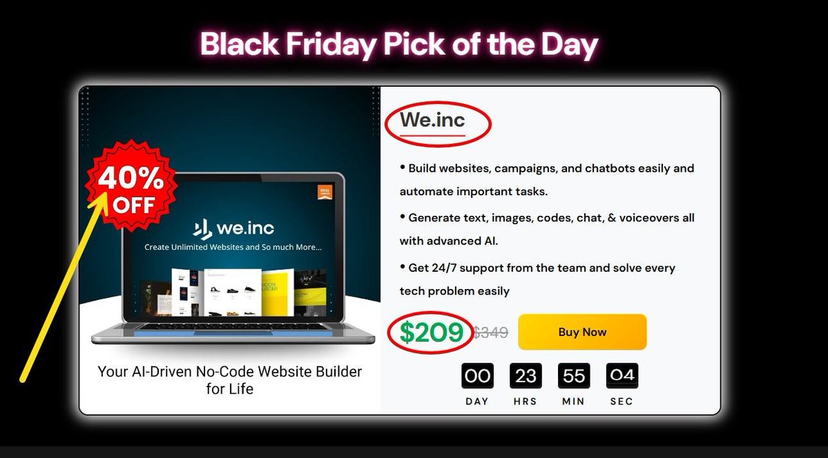 dealmirror's tweet image. Flat 40% 0ff on we.inc Only for 24 Hours.

Check: dealmirror.com/product/we-inc…

web.inc is a single platform that lets you build websites, schedule social media posts, automate sales, and leverage smart chatbots....all without any technical skills.
