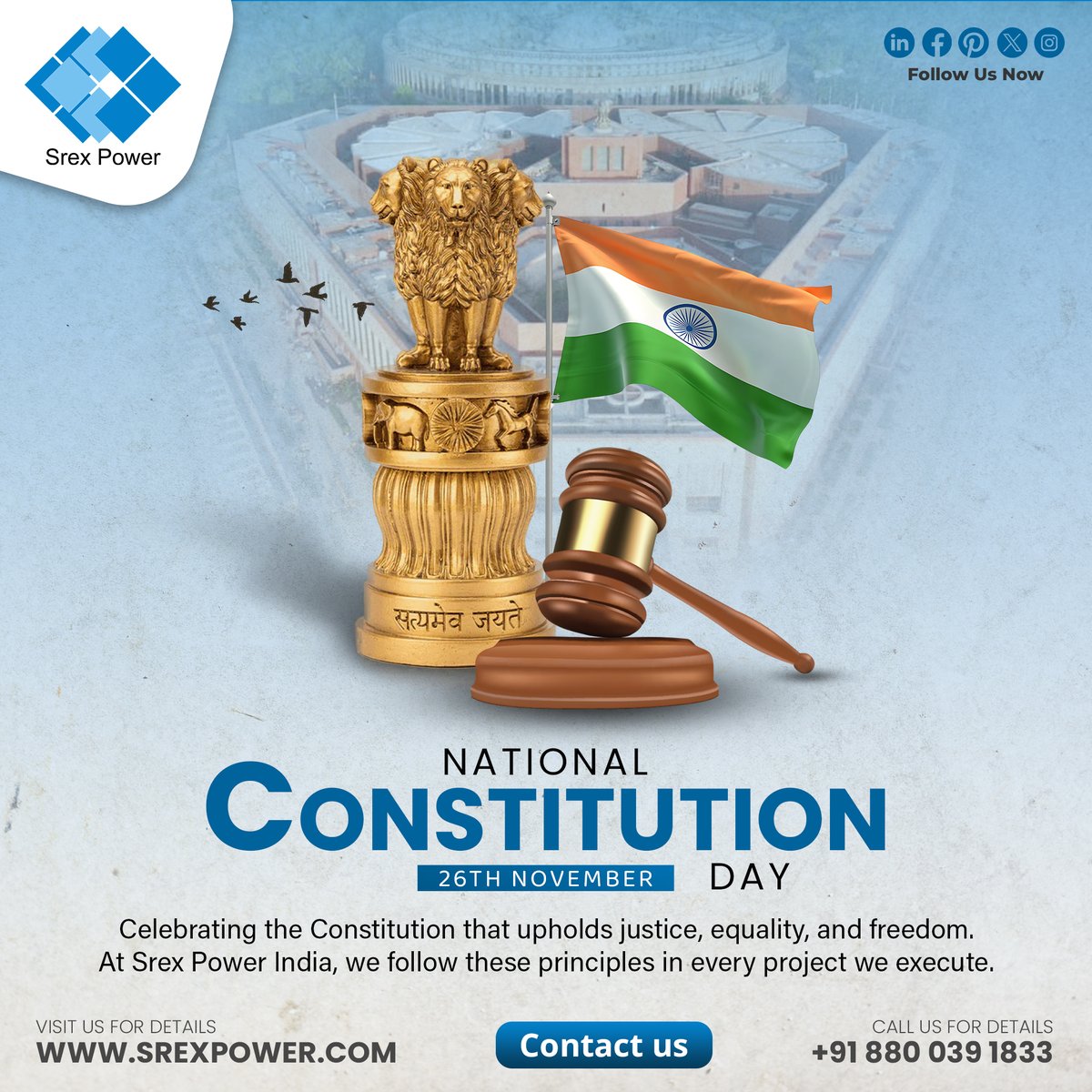 srexpowerindia's tweet image. 🇮🇳 National Constitution Day – 26th Nov
Honoring the Indian Constitution, the foundation of justice, equality &amp;amp; freedom. At Srex Power India, we uphold these values in every project. ⚡🏗️ #NationalConstitutionDay #SrexPowerIndia #PowerInfrastructure #EngineeringExcellence