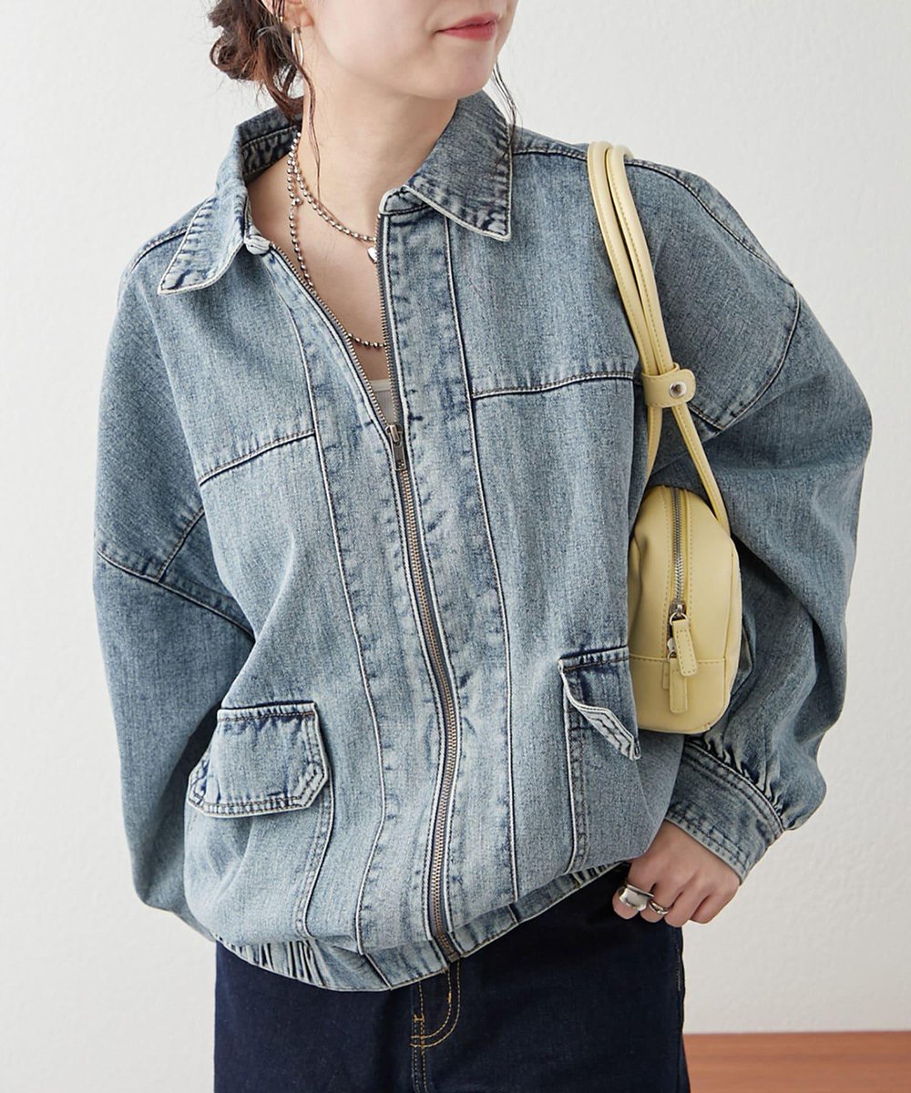 春のセット割フェア対象！Wジップ仕様のデニムブルゾン。古着風カラー