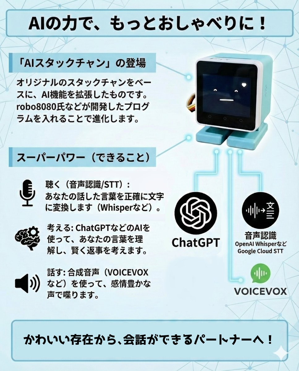 図説画像作成の練習に、ｽﾀｯｸﾁｬﾝ（AIｽﾀｯｸﾁｬﾝ）についての簡単な説明を作ってみました！
（間違っていましたらご指摘ください…！）

#ｽﾀｯｸﾁｬﾝ