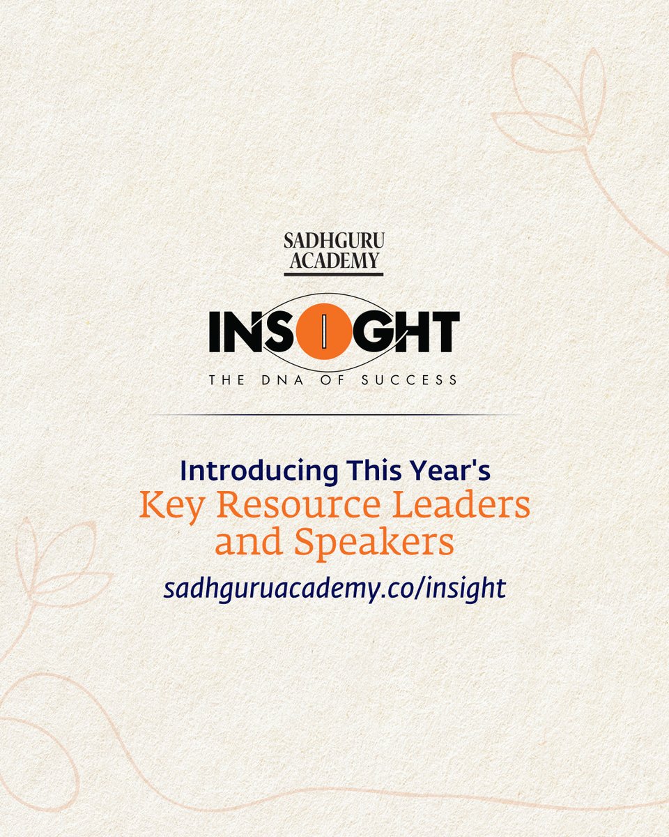 ishafoundation's tweet image. INSIGHT – The DNA of Success is a four-day business leadership intensive to explore the science of scaling up one&apos;s business and one&apos;s self.
The program offers a rare chance to see through the eyes of successful leaders and experientially imbibe the DNA of Success.

Register Now:…