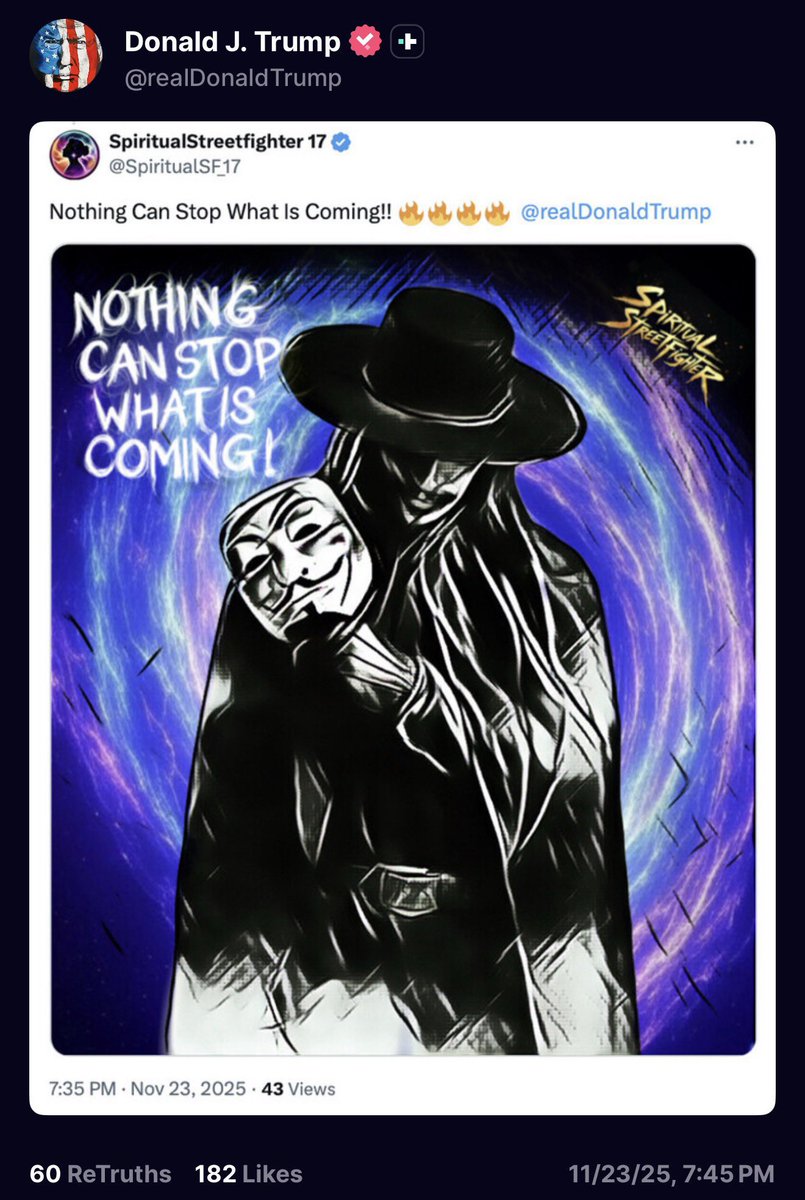 Trump is now amplifying QAnon-coded imagery: “Tick Tock,” “Nothing Can Stop What Is Coming,” and “Time to Obliterate the Deep State.” These aren’t random. They’re cues tied to promises of mass arrests and deep-state purges. It’s the kind of messaging leaders use when they feel