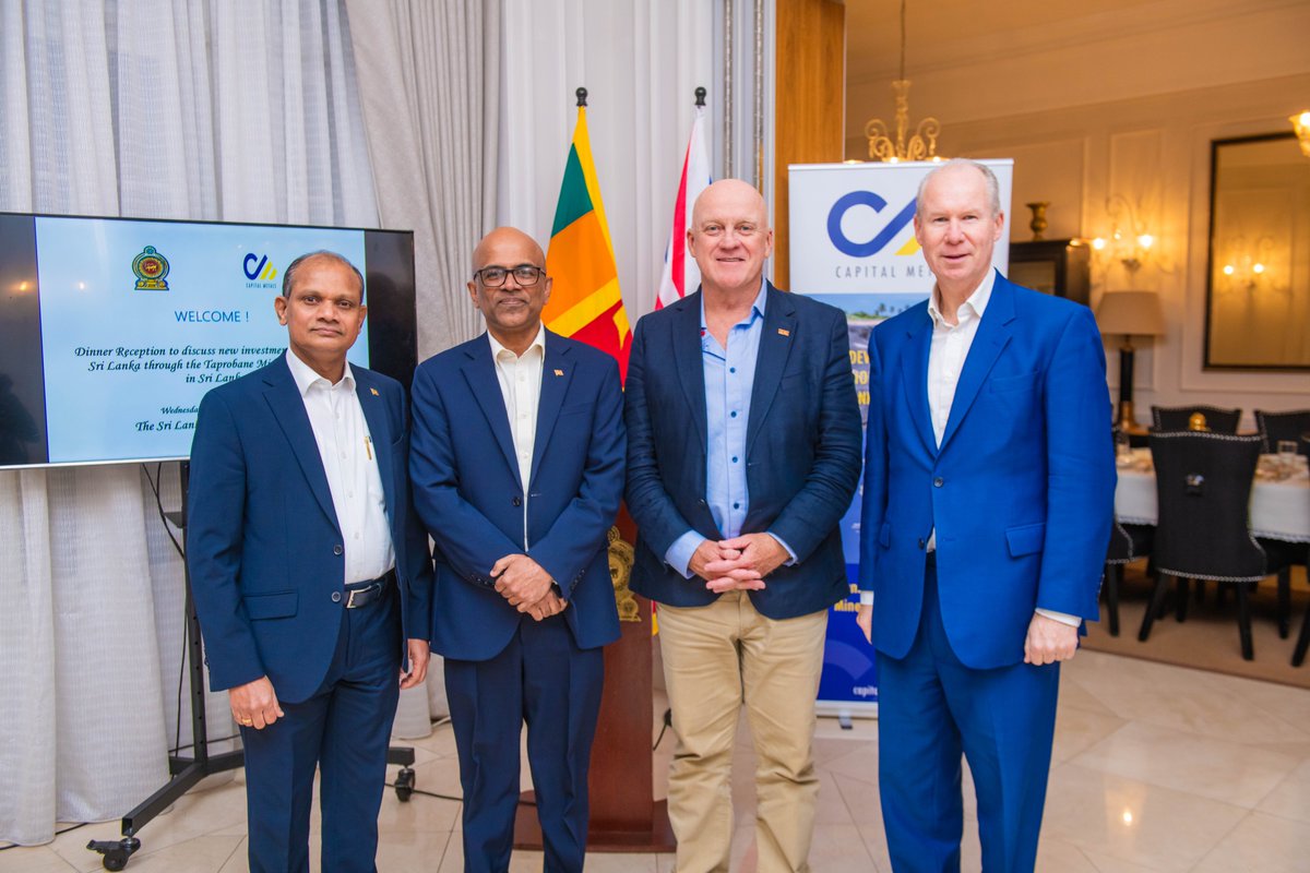 The Sri Lanka High Commission in London, with Capital Metals PLC, hosted a joint promotional event on 19.11.2025 to discuss emerging opportunities in Sri Lanka’s mineral sector, focusing on the Taprobane Minerals Project. #slhclondon #DiplomacyLK