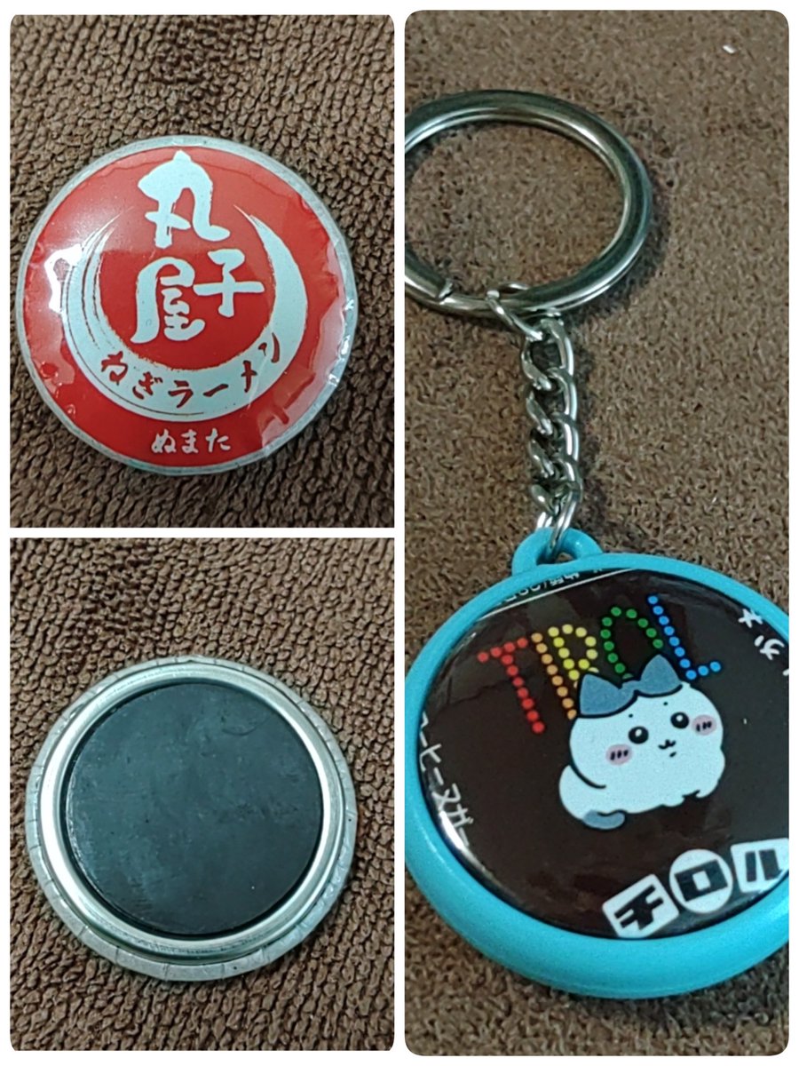 参考までにこんな感じです。 缶バッジキーホルダーは両面です🫡