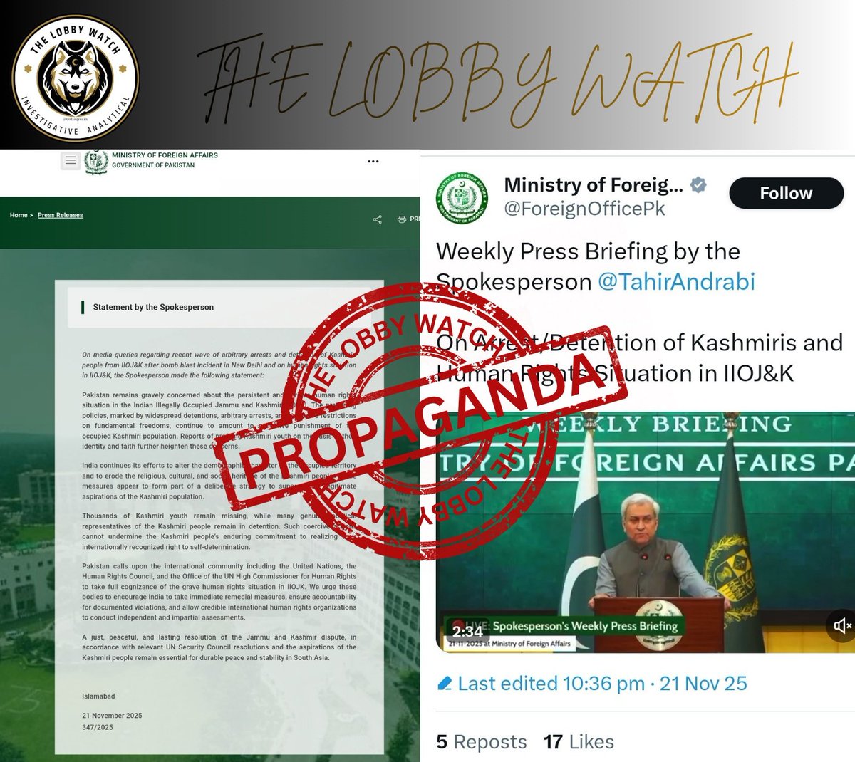 KmrDiasporaLies's tweet image. Pakistan Foreign Office (@ForeignOfficePk ) lecturing India on human rights in Kashmir is the purest form of political theatre.

A state that has 10,000+ own citizens on its enforced-disappearance lists, crushes protests with mass arrests, jails a former PM and runs civilians…