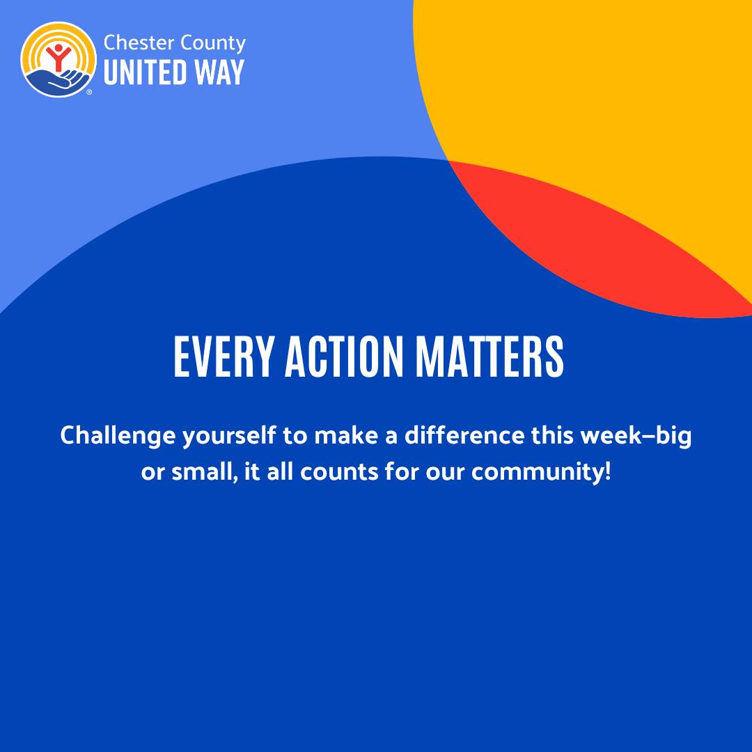 💡 Challenge yourself this week to think about how YOU can make a difference.

Whether big or small, your actions matter to our Chester County neighbors. Let’s make it a great week! #MotivationMonday