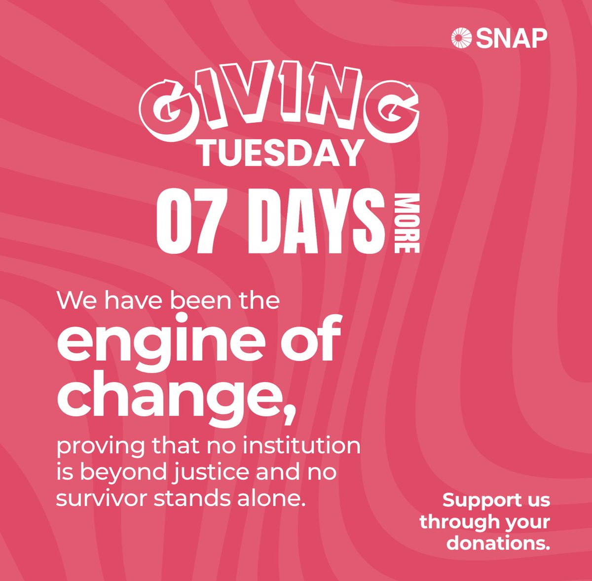 👏 For 30+ years, SNAP has been the engine of change: no institution is beyond justice.
This #GivingTuesday, fuel the global fight for accountability and reform. 
Support the public action needed to change laws worldwide.

Donate now
bit.ly/49mjpWl
