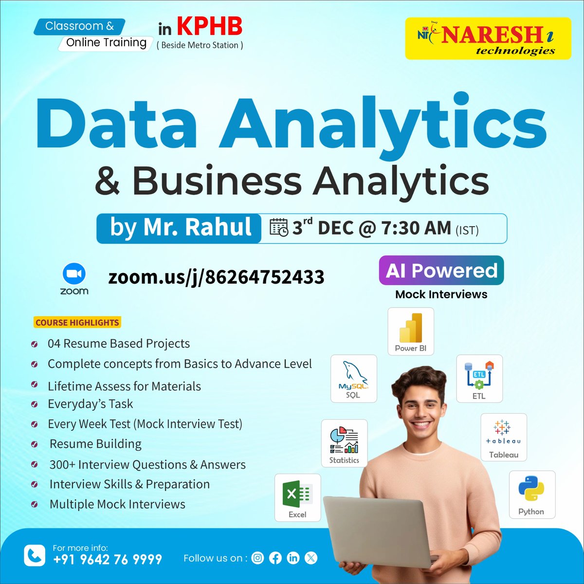 nareshitech's tweet image. 🚀 New Batch Alert: Data Analytics &amp;amp; Business Analytics Training!

👉 Register Now: t.ly/DABA-3D

👨‍🏫 Trainer: Mr. Rahul
📅 Starts: 3rd December 2025⏰ Time: 7:30 AM (IST)

#NareshIT #DataAnalytics #BusinessAnalytics #PowerBI #Tableau #SQL #Python #Excel