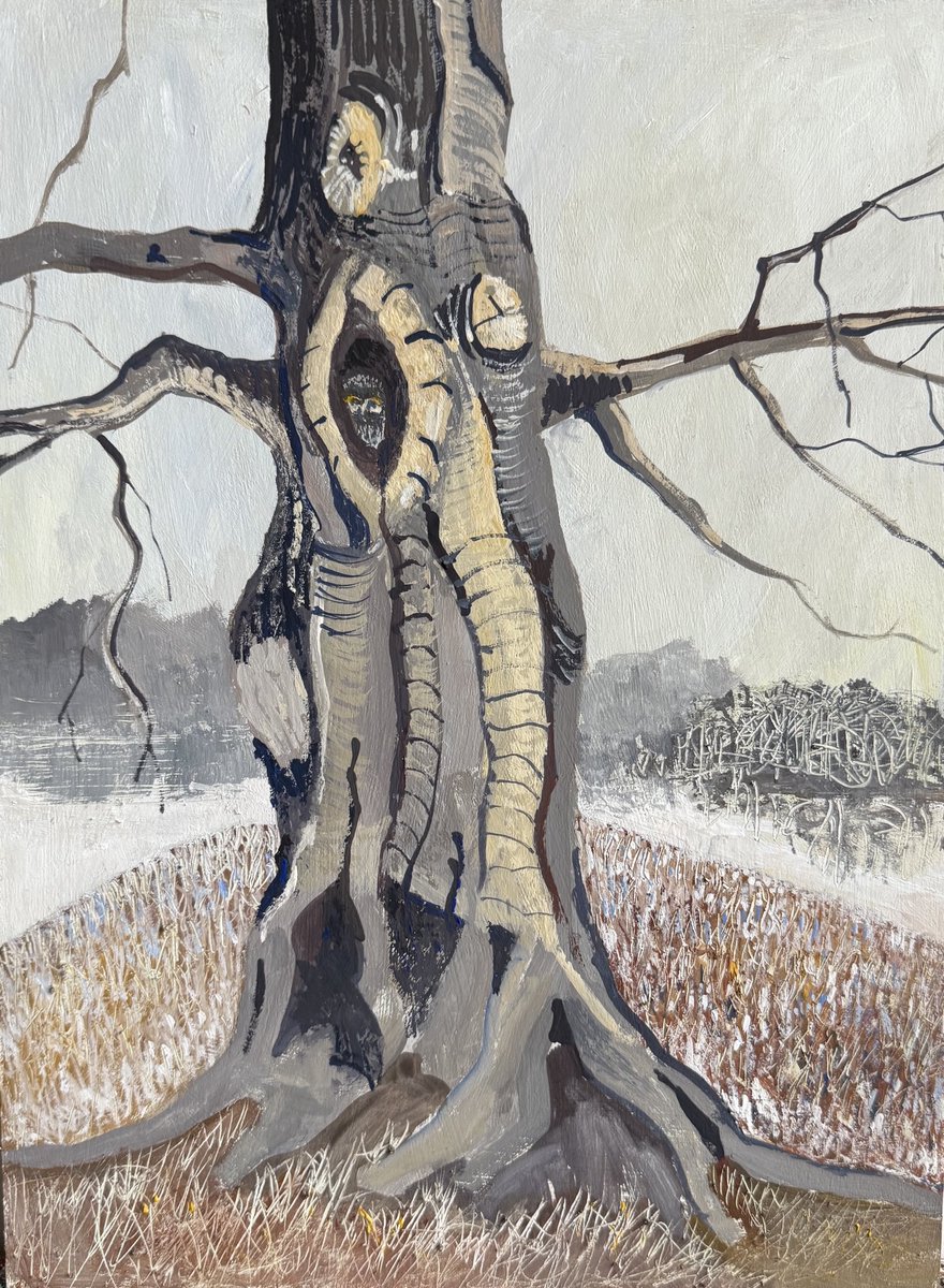 staithesartist's tweet photo. Very much a #WIP and experiment #BeechTree #Winter #caseinpaint #woodpanel building up layers https://t.co/RiTJWuI9b2