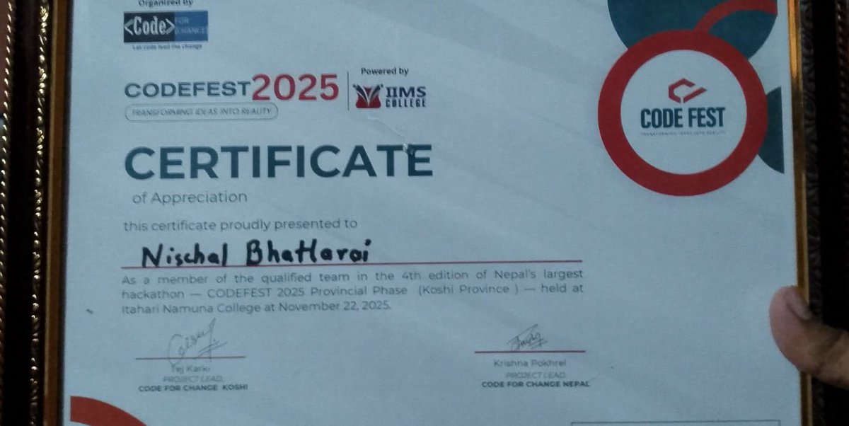 nischaljs's tweet image. kept the winning streak alive! 
So proud to announce we&apos;ve qualified for the Codefest National Level Hackathon in KTM!
#Hackathon