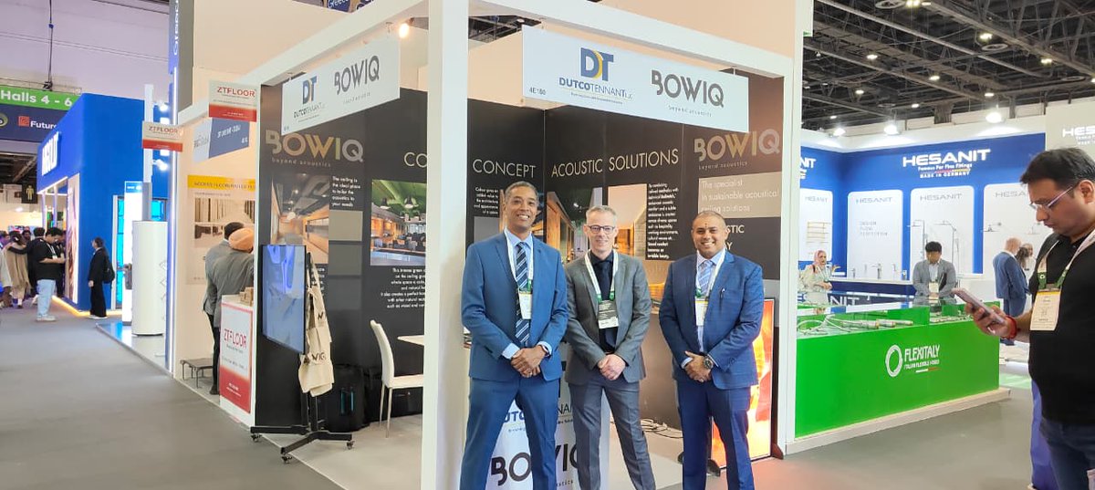 Dutcotennant's tweet image. A powerful start for Dutco Tennant LLC &amp;amp; BowiQ at #BIG5Global2025!

Our acoustic trio — BOCOUSTIC, BOSPRAY &amp;amp; BOSTRETCH — drew strong interest on Day 1.

📍 Dubai World Trade Centre
🟦Hall 4E180

#AcousticSolution #InteriorAcoustics #CeilingSolution #BOWIQ #DutcoTennantLLC