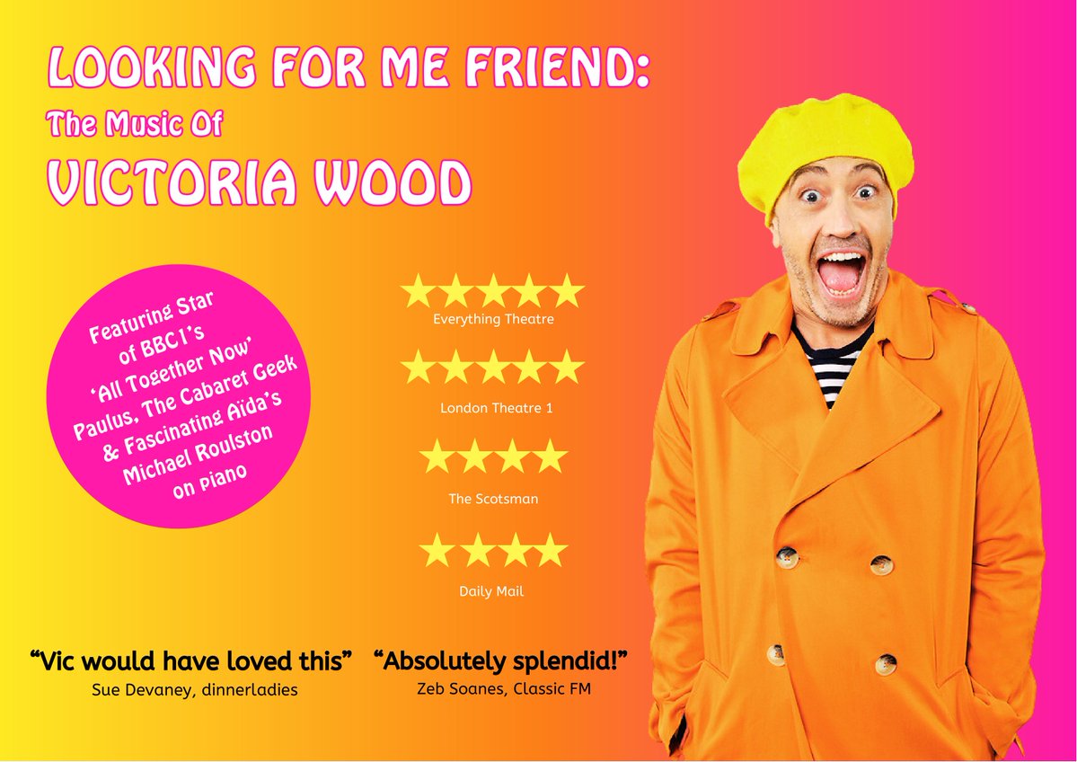 As seen on BBC1’s award-winning All Together Now!
&amp; currently performing in the sell out show
‘Looking for me friend’ a Victoria Wood Tribute with Michael Roulston (Fascinating Aïda) on piano.
Fri 28 Nov In Dartmouth
theflavel.org.uk/TheFlavel.dll/…