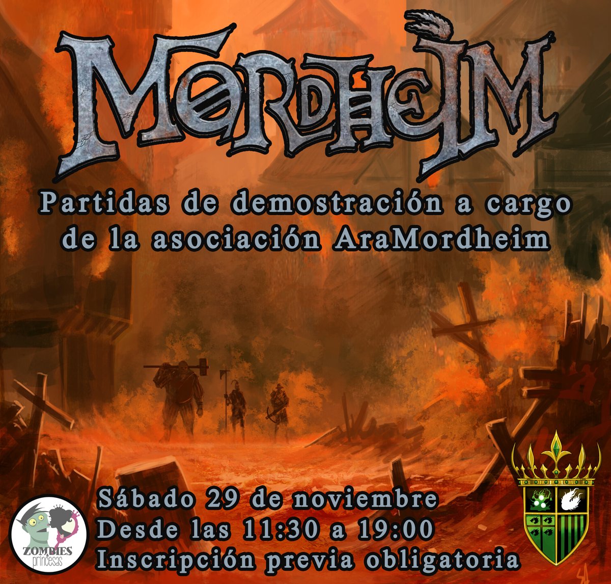 Este sábado la asociación valencia Aramordheim viene a Zombies y Princesas para hacer unas demostraciones de Mordheim, el juego de escaramuzas con bandas de Games Workshop. Altamente recomendable. Si no os lo queréis perder inscribiros rápido porque las plazas son limitadas.