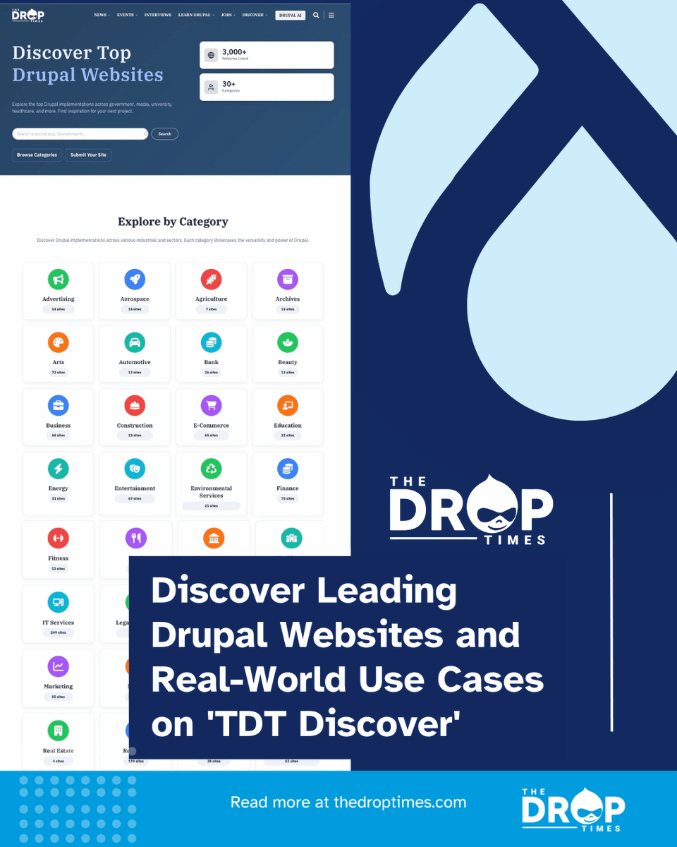 thedroptimes's tweet image. TDT Discover shows where Drupal really runs: 3,000+ sites, 30+ categories, Tranco-ranked.

Explore real use cases or submit your own.
bit.ly/48kIDSP 

#Drupal #WebDev #OpenSource #CaseStudy
