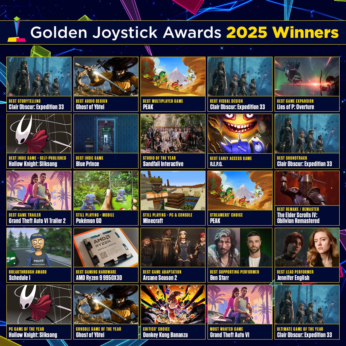 GoldenJoysticks's tweet image. ICYMI ✨ 🕹️ #goldenjoystickawards