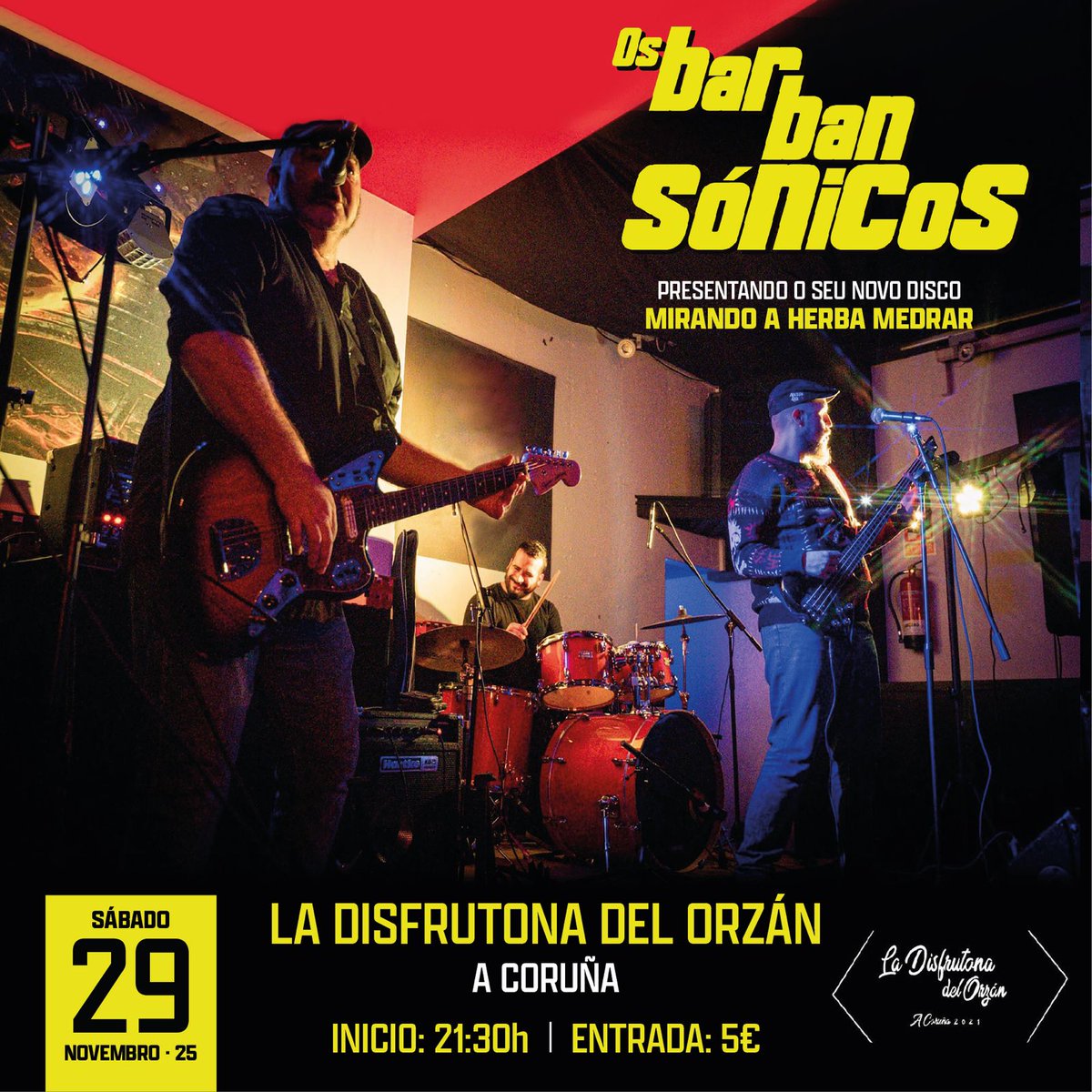 Seguimos coa xira de presentación do noso novo disco "Mirando a herba medrar" open.spotify.com/album/7sRibRIF…

Este sábado ás 21:30h estaremos en <a href="/DisfrutonaOrzan/">La Disfrutona Del Orzán</a> na Coruña 😍😍, ganas de coñecer esta sala que tanto e tan ben programa.

Vémonos alí!! 🔥🔥