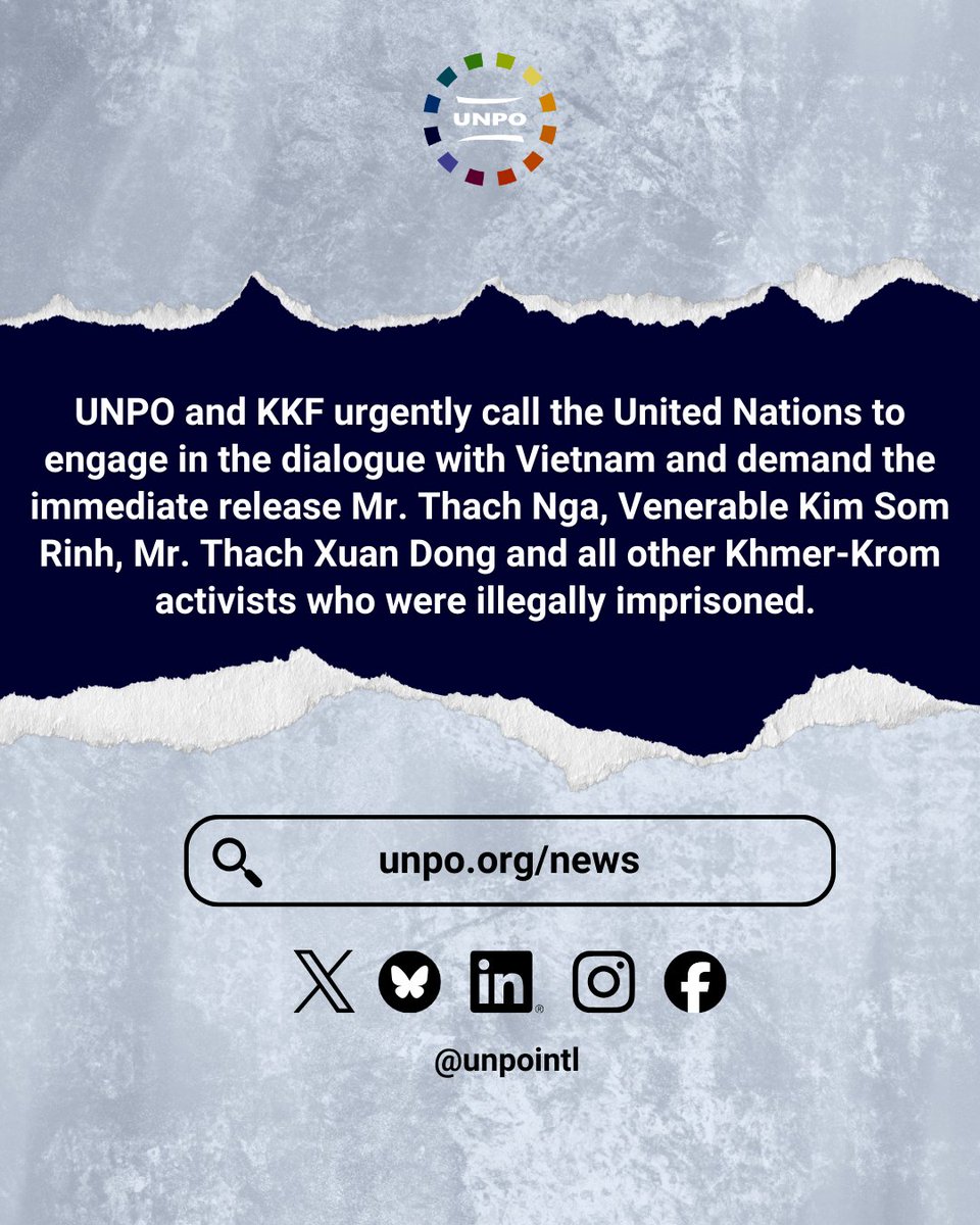UNPO &amp; KKF condemn Vietnam’s closed-door trial sentencing 3 #KhmerKrom activists to 3.5 yrs for peacefully raising human rights concerns.

They were held 8 months pre-trial without lawyers. The case highlights the use of Article 331 to silence indigenous peoples and activists.