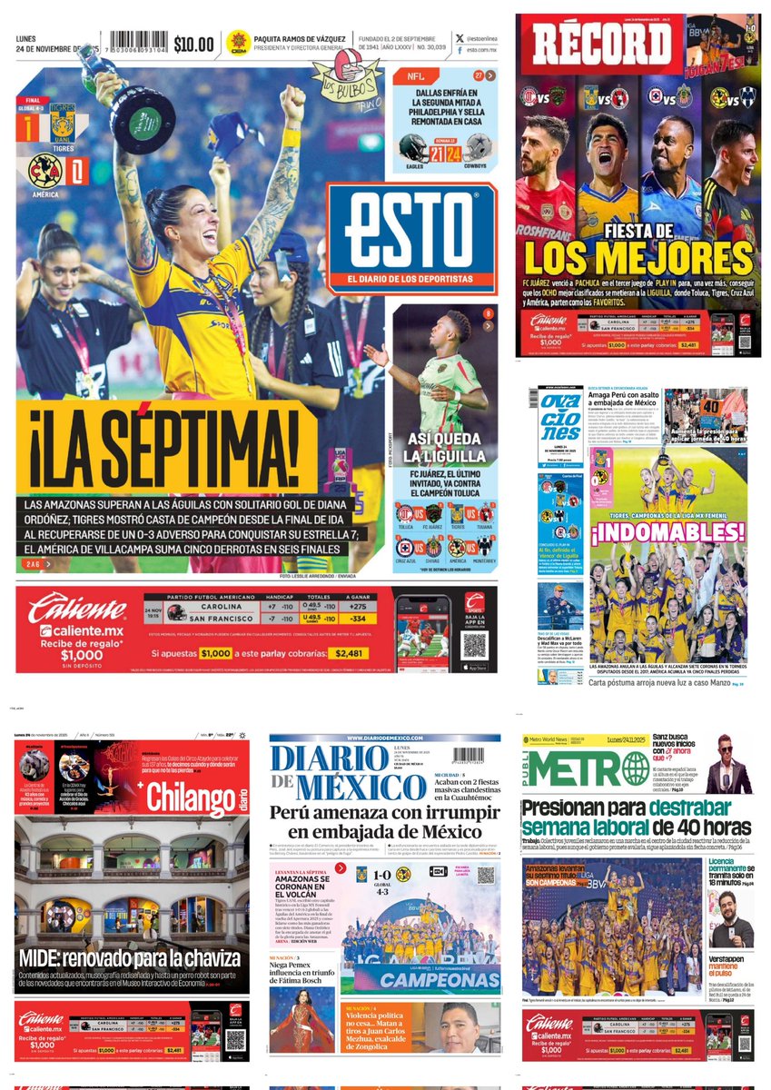 castroclemente's tweet image. Las #PrimerasPlanas 
#Portadas 
- Agro y transporte toman carreteras 
  • Regresan vallas al Zócalo 
- Amazonas vecen a Las Águilas 

Hay #monos con &quot;corona&quot;

EsTT: #Bloqueo Villacampa Tigres Pemex #LaGranjaVIP #MañaneraDelPueblo

#EnPortada
#TromposyPirinolas 
#FelizLunes