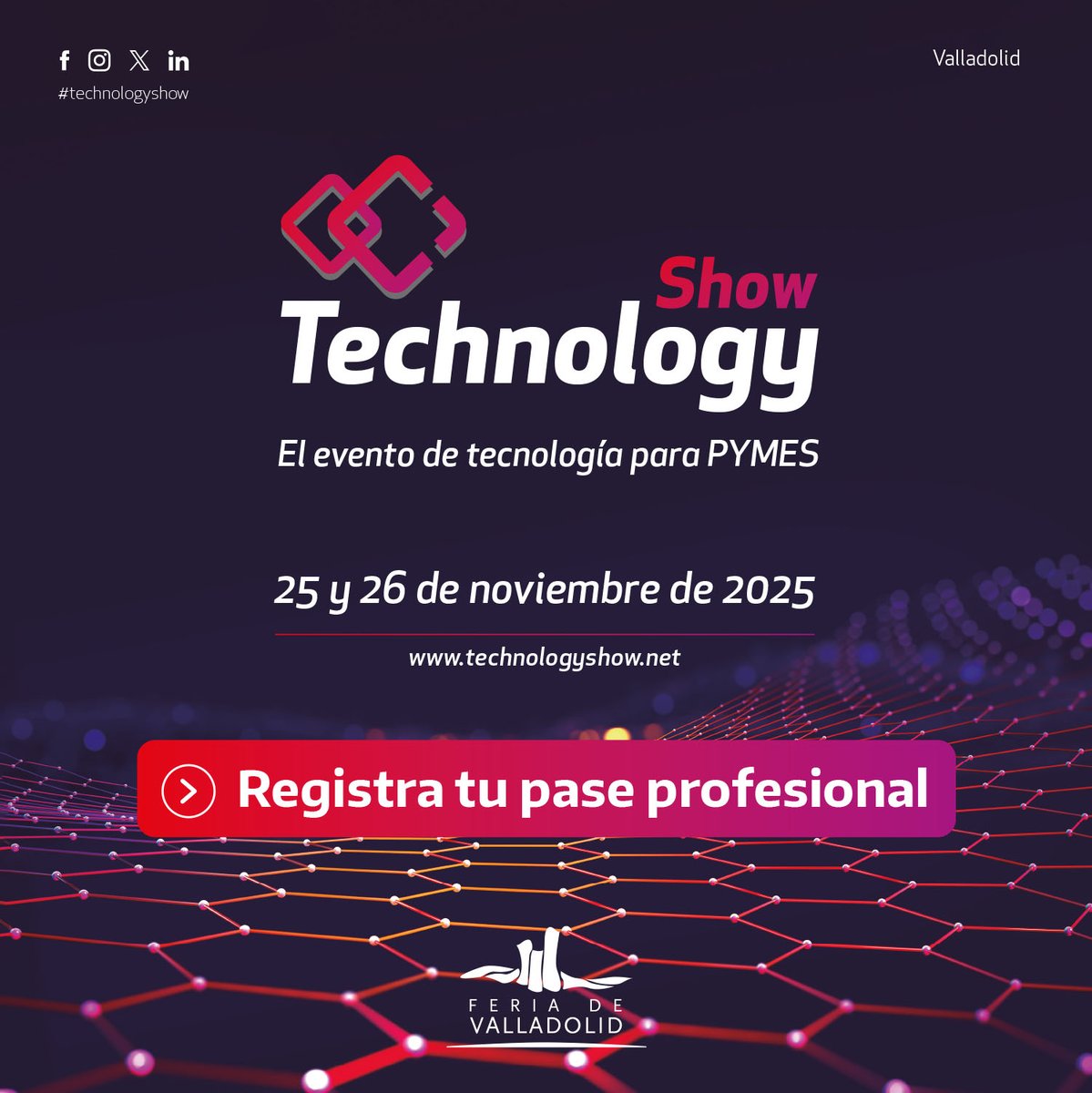 camaradezamora's tweet image. 📡Technology Show 2025, la feria que ayuda a las #pymes a crecer con #tecnologíallega a @feriavalladolid los días 25 y 26 de noviembre.
☑️Las últimas novedades en IoT, Big Data, ciberseguridad, logística 4.0 y marketing digital
☑️Registro gratuito👇 entradas.feriavalladolid.com/events/technol…
