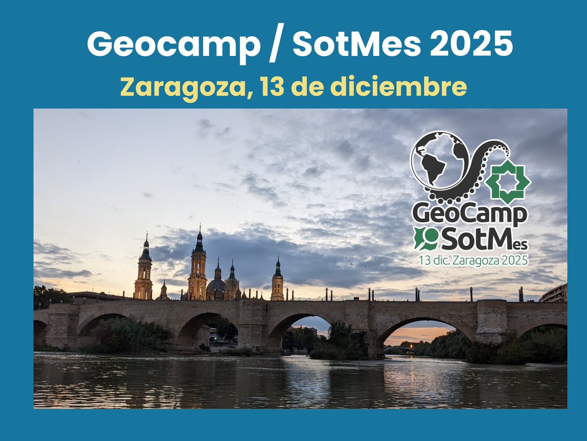 IDEESpain's tweet image. 📍 Hoy en el #BlogIDEE te contamos todo sobre la Geocamp / SotMes 2025, el 13 de diciembre en Zaragoza: un encuentro abierto en formato desconferencia, con actividad social y lleno de comunidad geo.
✨ Evento gratuito y para todos.
🚀 ¡No te lo pierdas!
blog.idee.es/archivo/-/blog…