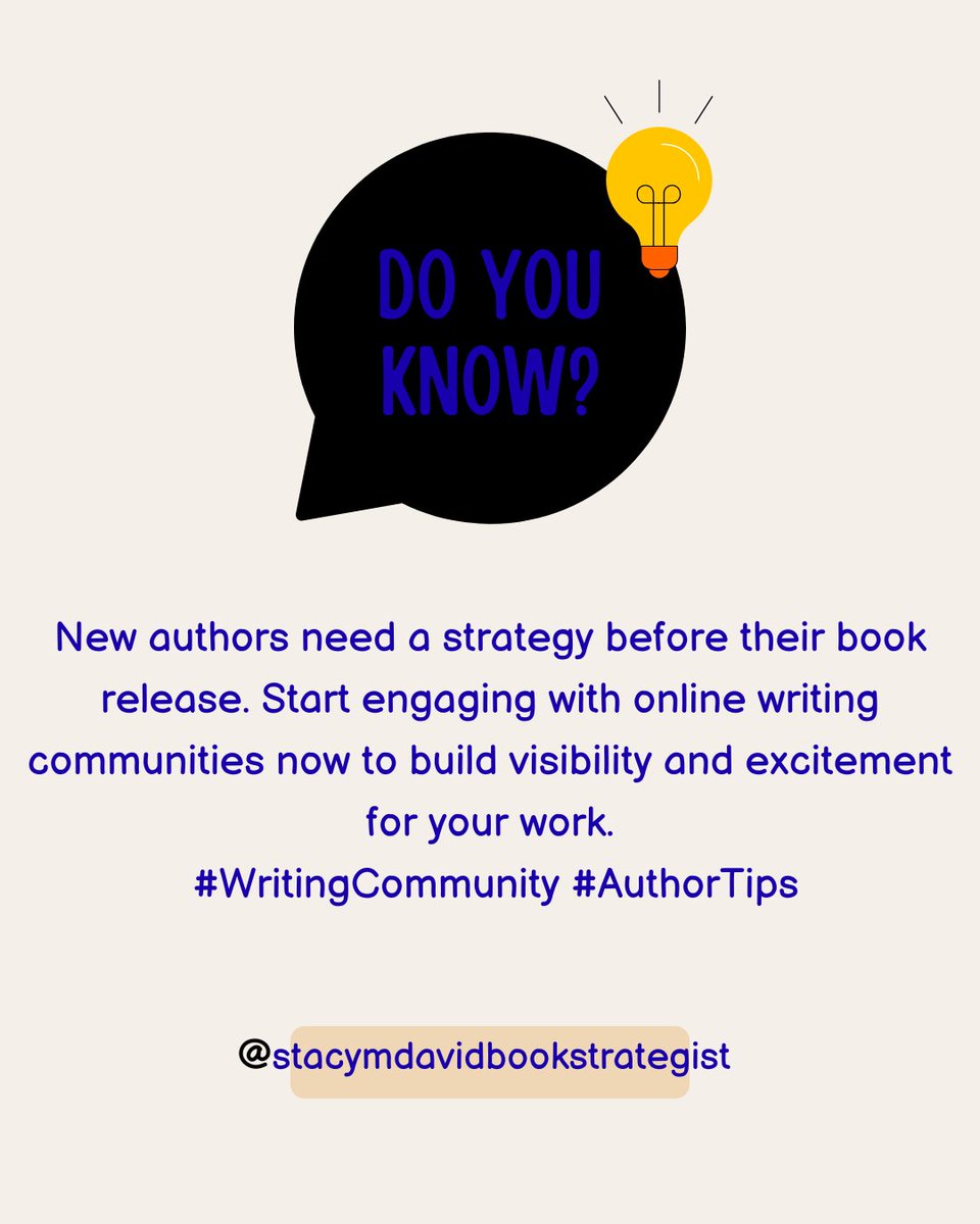 DavidStacy55164's tweet image. New authors need a strategy *before* their book release. Engage with online writing communities to boost your work! #WritingCommunity #AuthorTips