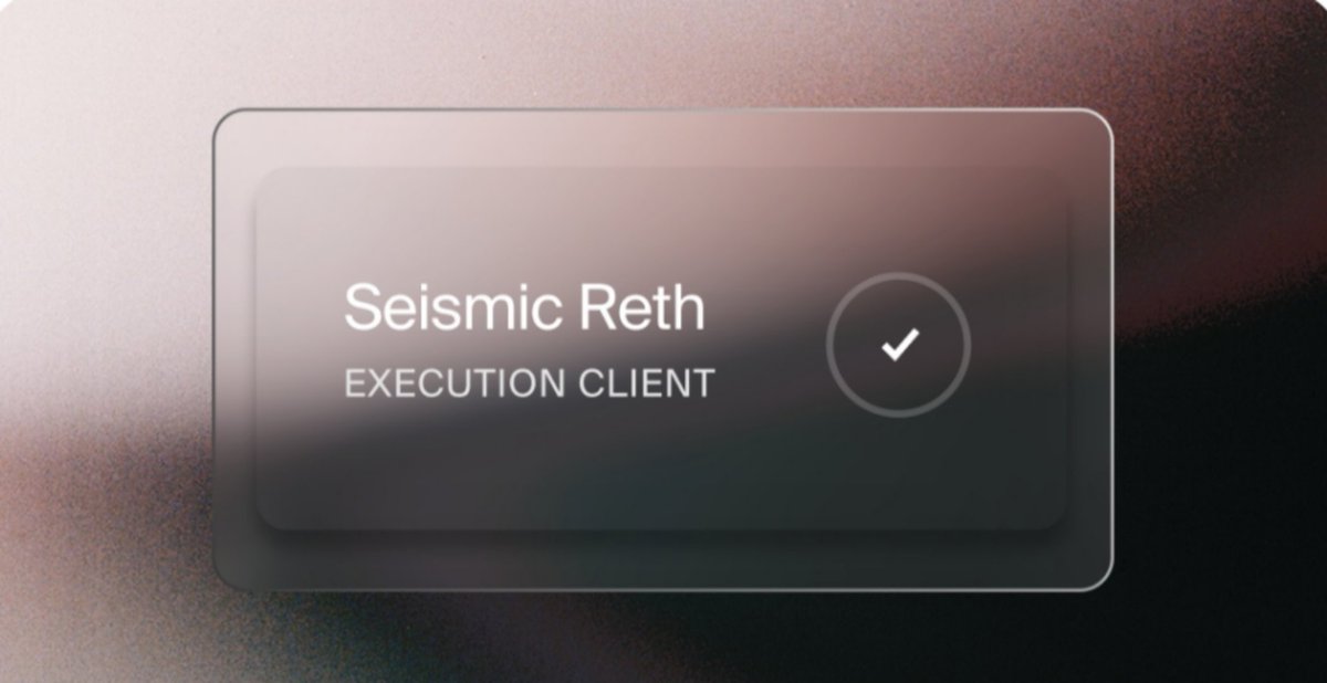 • <a href="/SeismicSys/">Seismic</a> Reth is an execution client (the part of a blockchain that actually runs transactions) but with privacy built in from the root.

most chains don't prioritize privacy so fintech teams that need to keep user data private end up building their own fixes:
• extra