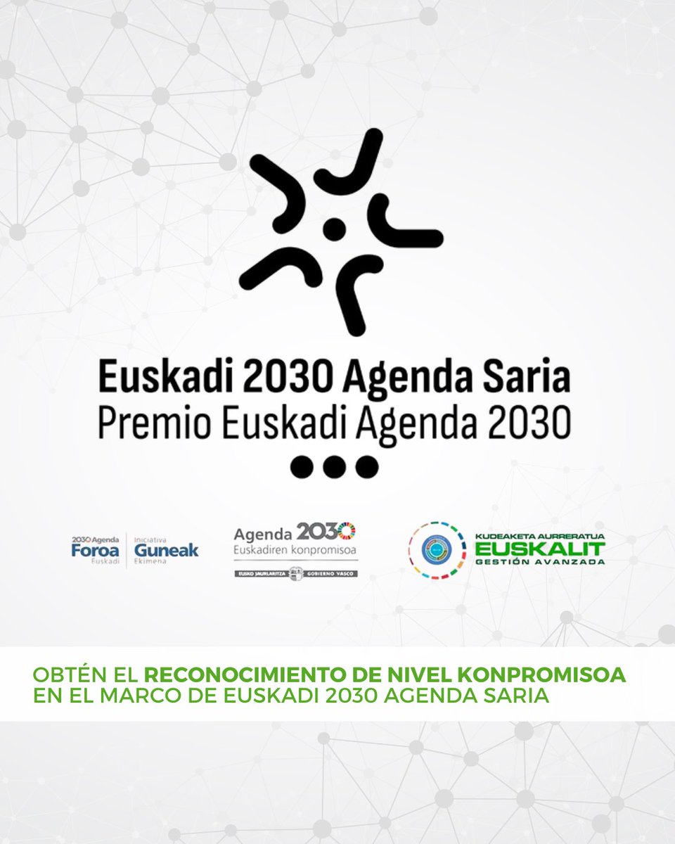 ⭐ Si tu organización está trabajando los Objetivos de Desarrollo Sostenible y la Agenda 2030, puedes optar al nivel KONPROMISOA, dentro del 𝗲𝘀𝗾𝘂𝗲𝗺𝗮 𝗱𝗲 𝗿𝗲𝗰𝗼𝗻𝗼𝗰𝗶𝗺𝗶𝗲𝗻𝘁𝗼𝘀 𝗘𝘂𝘀𝗸𝗮𝗱𝗶 𝟮𝟬𝟯𝟬 𝗔𝗴𝗲𝗻𝗱𝗮 𝗦𝗮𝗿𝗶𝗮 de <a href="/Gob_eus/">Eusko Jaurlaritza - Gobierno Vasco</a>. 

📝 Para conseguir ese
