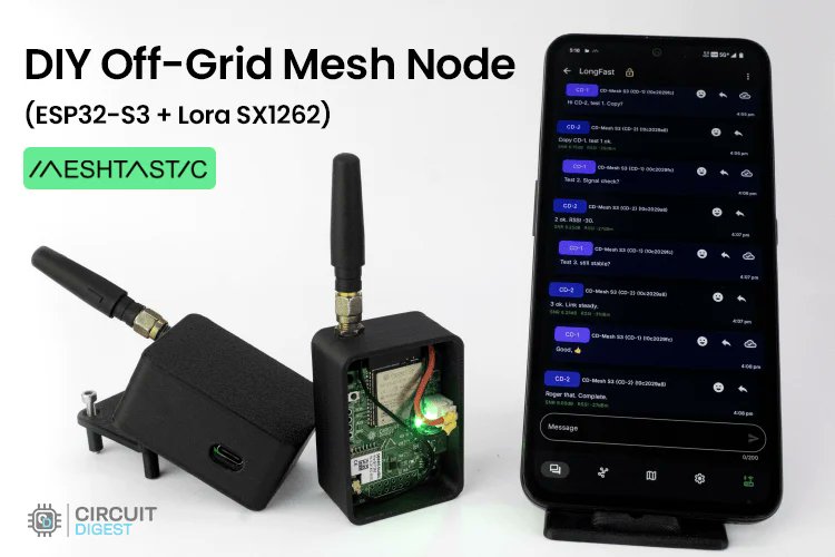 CircuitDigest's tweet image. DIY Meshtastic Using ESP32 For Private Off-Grid Network. circuitdigest.com/videos/diy-mes…
Perfect for hiking, camping, emergencies, or staying connected in remote areas.
Project powered by @digikey

#digikey #meshtastic #BOM #offgrid #ESP32 #DIY #esp32 #customPCB #circuitdigest