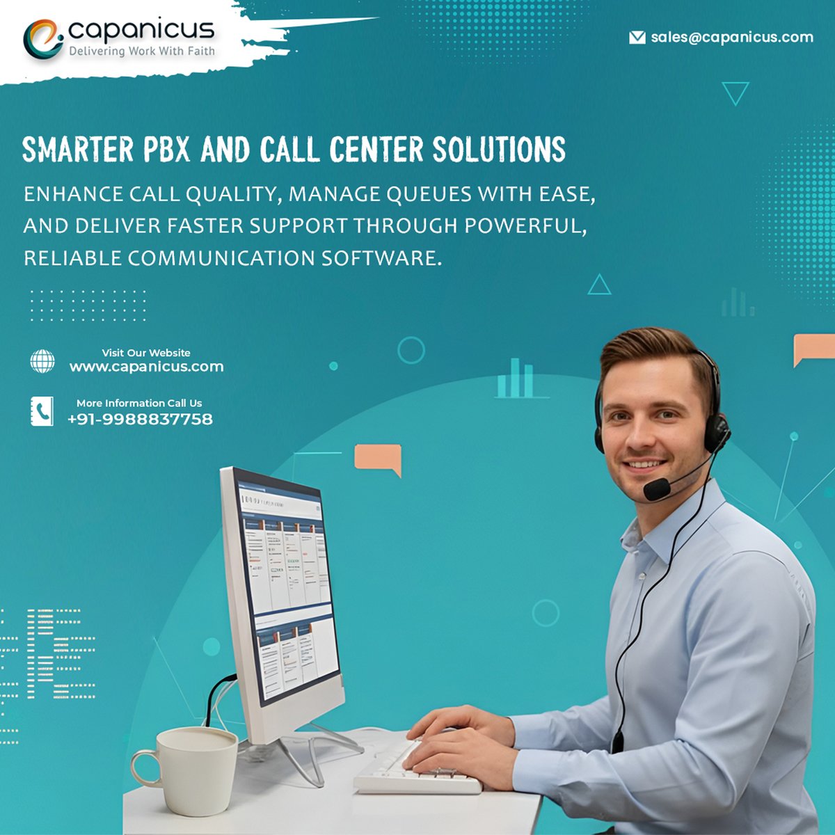Capanicus's tweet image. Deliver smarter, faster, and more reliable support with our 𝐏𝐁𝐗 &amp;amp; 𝐂𝐚𝐥𝐥 𝐂𝐞𝐧𝐭𝐞𝐫 𝐒𝐨𝐟𝐭𝐰𝐚𝐫𝐞—streamline communication, manage queues easily, and enhance call quality. 🚀📞

#CallCenterSoftware #PBXSoftware #CustomerSupport #CallManagement #SupportSoftware