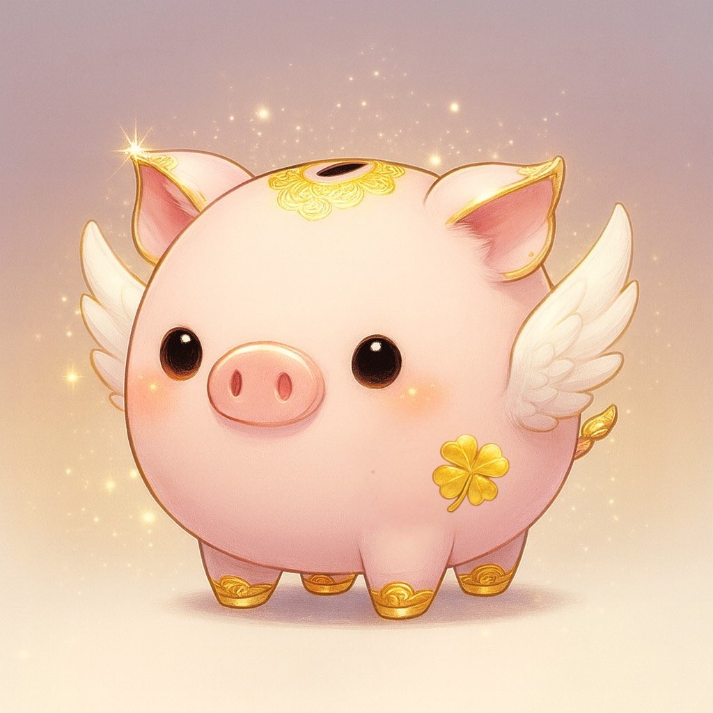 neru_pipipi's tweet image. ＼🐽✨幸せを呼ぶ福ぶた✨🐽／

滑り込み参加ですっっ

🪽上品で誠実
🪽生活を守り幸せを呼ぶ
🪽金（と銀）の貯金箱

そんな福ぶたさんをイメージしました🫶
よろしくお願いします🐽🪽✨

#AI豚祭り
#金貨銀貨のスペースインターナショナル