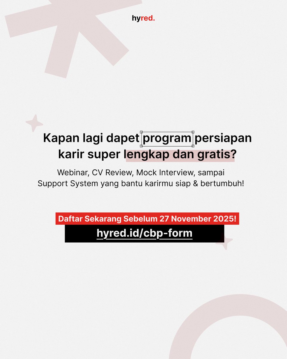 worksfess's tweet image. Dari mock interview, CV review, sampai career mentorship scholarship, semuanya bisa kamu dapetin di sini 👏

📝Pendaftaran 10 Nov – 27 Nov 2025
📅 Jadwal 28 - 13 Desember 2025
💻 Kelas Online
💰 GRATIS

Bonus spesial: 50 pendaftar pertama bakal dapet FREE CV Rewrite!🔥

Yuk,…