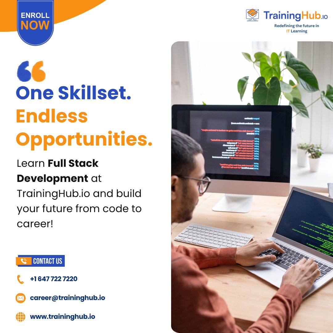 TrainingHubCAN's tweet image. One Skillset. Endless Opportunities.

Build your future from code to career with Full Stack Development Training.

🌐 Join the next generation of developers: zurl.co/ERsts

#FullStack #WebDeveloper #Coding #ProgrammingLife #LearnFullStack #Frontend #Backend #TrainingHub