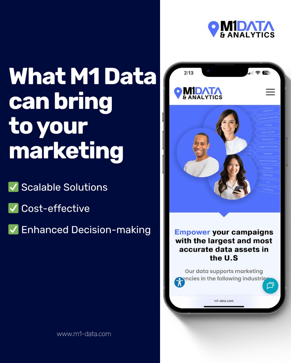 M1Data's tweet image. 𝐋𝐞𝐯𝐞𝐥 𝐮𝐩 𝐲𝐨𝐮𝐫 𝐦𝐚𝐫𝐤𝐞𝐭𝐢𝐧𝐠 𝐰𝐢𝐭𝐡 𝐌𝟏 𝐃𝐚𝐭𝐚—𝐰𝐡𝐞𝐫𝐞 𝐢𝐧𝐬𝐢𝐠𝐡𝐭𝐬 𝐦𝐞𝐞𝐭 𝐩𝐞𝐫𝐟𝐨𝐫𝐦𝐚𝐧𝐜𝐞.

✔️ Scalable solutions for every campaign
✔️ Cost-effective targeting that drives ROI
✔️ Smarter data for sharper decisions