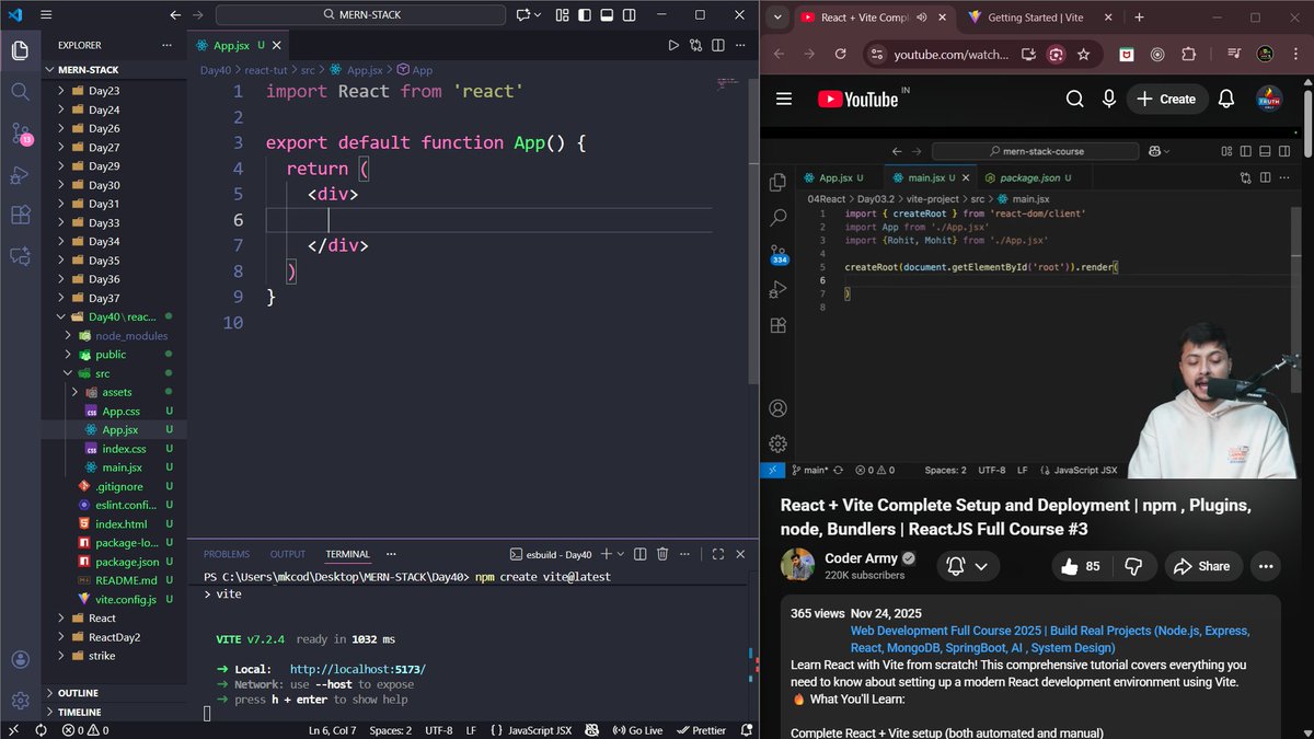 Munna_jsx's tweet image. Day 40 of DefenceChallenge 🔫!

learning : React js
🔹Intro to Vite
🔹NPM
🔹Modules
🔹Dependencies
🔹ESBuild
🔹Production Build
🔹Vite folder structure
🔹understanding package-lock.json
🔹Default vs Name export

#React #MERN #coderarmy