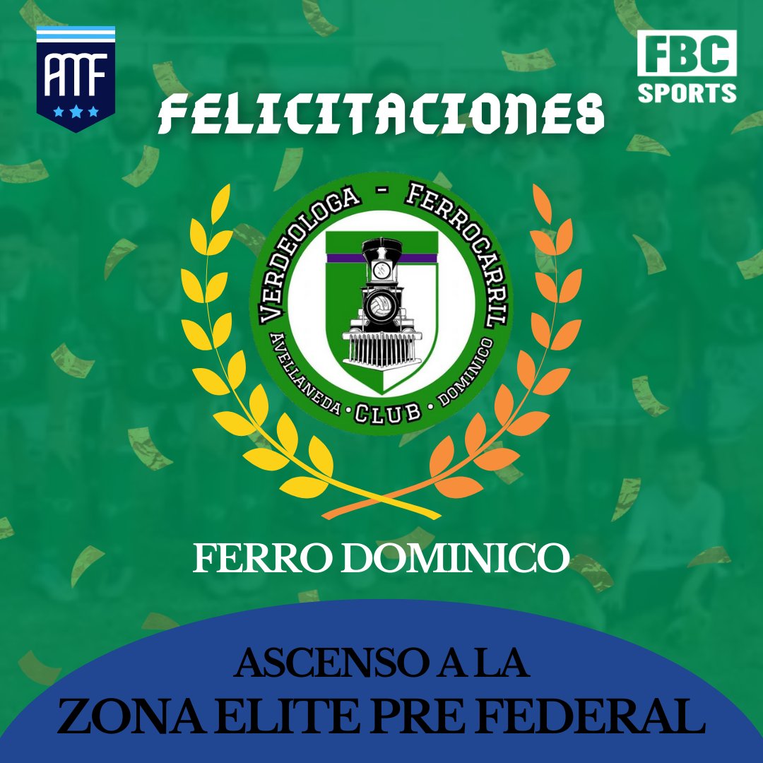 Felicitamos al Club Ferrocarril Dominico por la obtención del ascenso a la Zona Elite Pre Federal