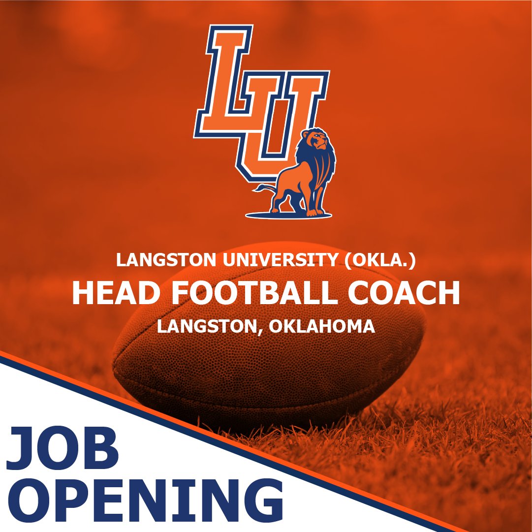 🏈 JOB OPENING 🏈

Langston (Okla.) is on the hunt for a Head Football Coach to develop and improve players on and off the field. 

#GoLions #WeRoar

Learn more here: bit.ly/3KhsQw1
