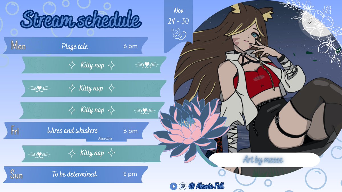 Alexxia_Fall's tweet image. Schedule for this week, lets get back to it &amp;lt;3
I missed you!