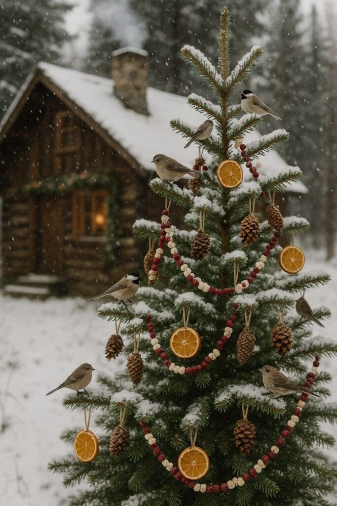 Perk #11 of getting a real tree each year. Top 5 perks relate to the smell of pine inside. Once it dries &amp; becomes a fire hazard, I move it outside &amp; redecorate it with cranberries, oranges &amp; birdseed ornaments.